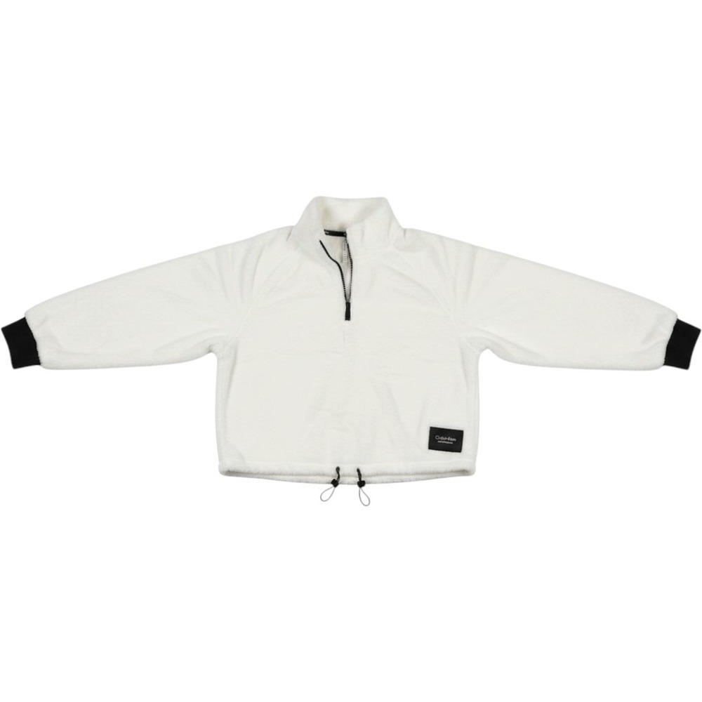 Calvin Klein Performance Faux Fur Quarter Zip Pullover White Medium